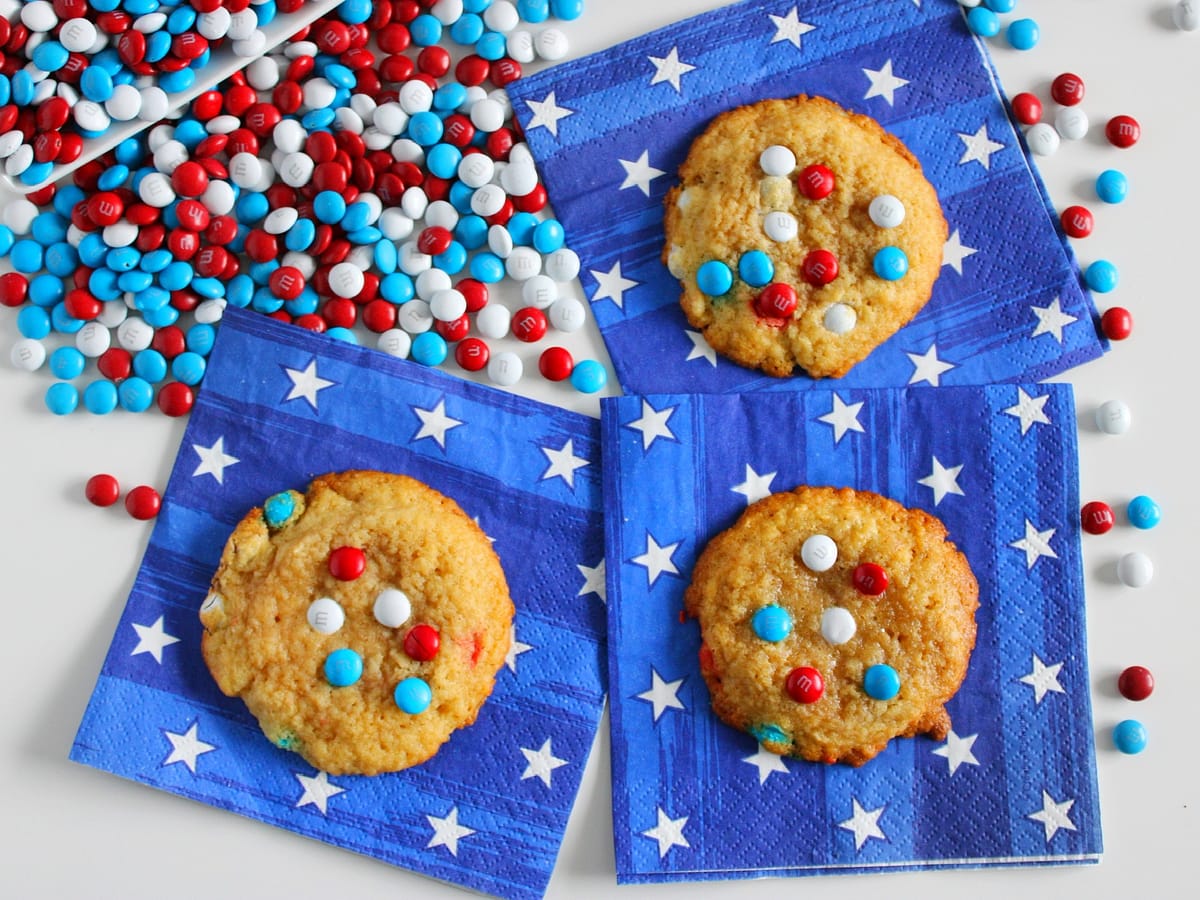 4th of july patriotic mini m&m cookies
