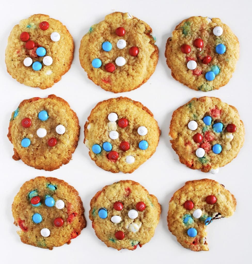 red, white, and blue m&m cookies 4th of july