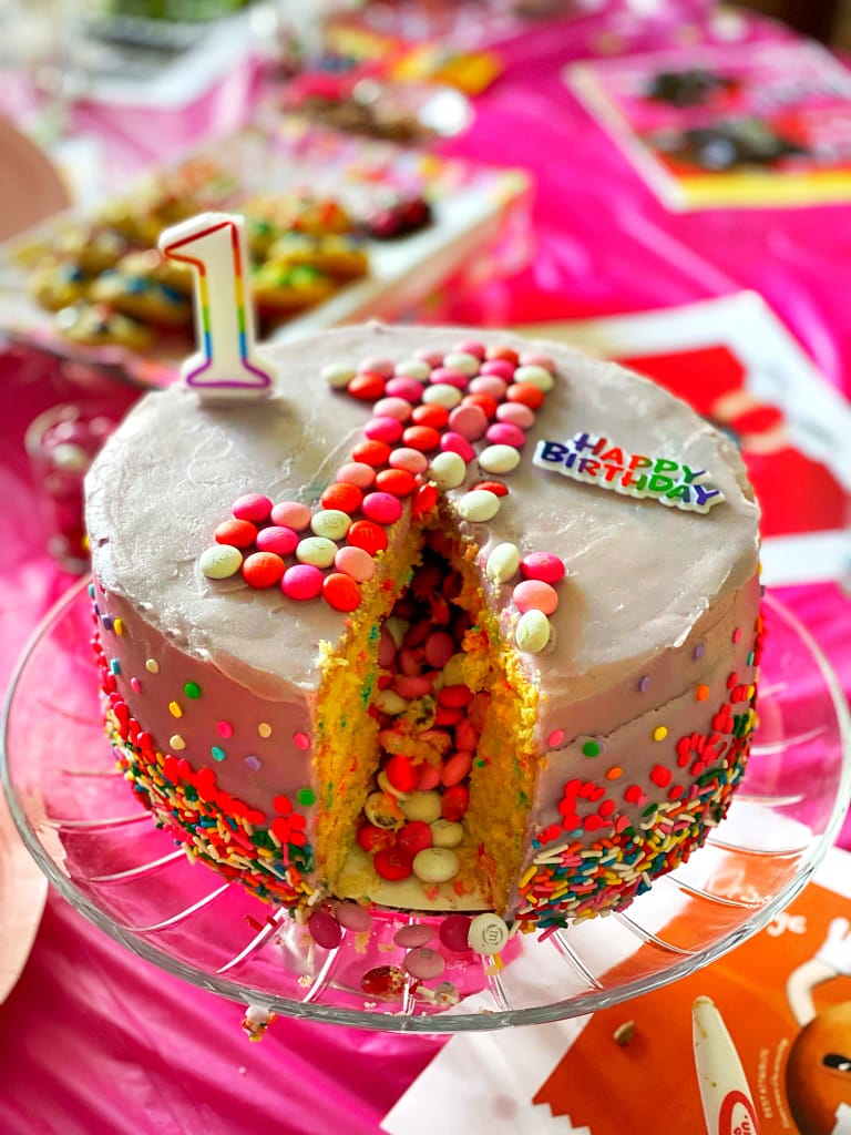 M&M funfetti first Birthday cake